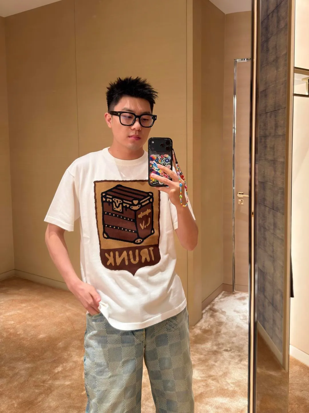 Louis Vuitton/Louis Vuitton 24ss Fei Dong treasure chest jacquard knitted short sleeves